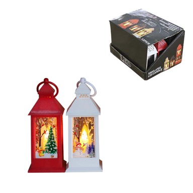 Božićna lanterna s LED svjetlom, stolna, 14 cm