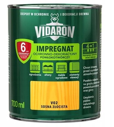 VIDARON Zaštitna i dekorativna impregnacija koja stvara film zlatni bor V02 0,7L