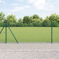 Zavarena žičana ograda s 7 flanged post 0.8x10 m čelik, zelena