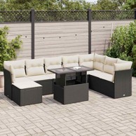 9-dijelni set vrtnih sofa s jastucima crni od poliratana
