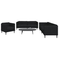 3-dijelni set sofa crni od tkanine