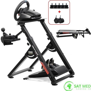 GTPLAYER Gaming stalak za volan, sklopivi, s volanom Logitech G29 i mjenjačem Logitech, crni