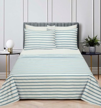 ESSENZA Posteljina Lancun Mare, 240 x 280 + 240 x 260 + 2 x 60 x 80 cm, plave pruge