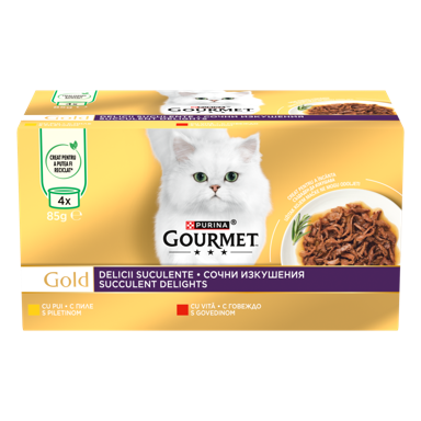 GOURMET GOLD Hrana za mačke Succulent Delights, multipack meso, 4x85 g