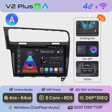 Multimedia,VW GOLF VII Golf7,2013-2017,V2 PLUS,4GB,64GB,3D