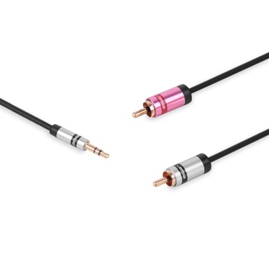 Audio kabel jack 3,5 mm stereo utikač / 2x RCA (cinch) utikač, slim, 2 m