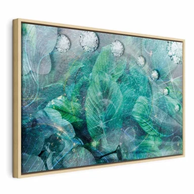 Slika Turquoise Leaves, jednodijelna, široka, 90x60 cm