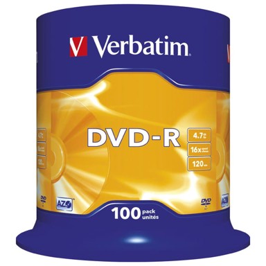VERBATIM DVD-R medij 43549, Mat Silver, 16×, 4,7 GB, spindle, 100 kom