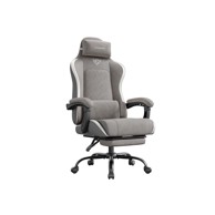 Ergonomska igraća stolica s osloncem za noge i jastukom od perja, siva