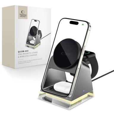 TECH-PROTECT Punjač bežični A43 MagSafe 3u1 za telefon, Apple Watch i AirPods, crni