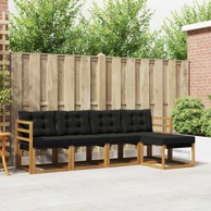 Set vanjskih sofa s jastukom 5 kom, prirodna i crna