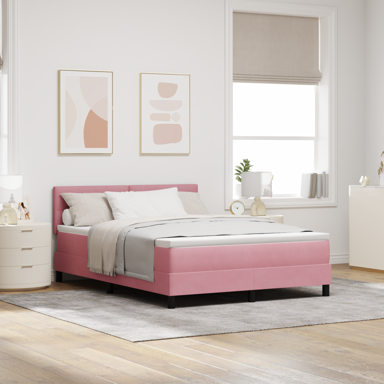 Box Spring krevet s madracem i LED-om, baršun, 160x200 cm, ružičasti