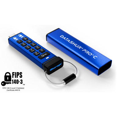 ISTORAGE USB memorijski pogon datAshur PRO+C, 256 GB, USB Tip-C 3.2 Gen 1, plavi