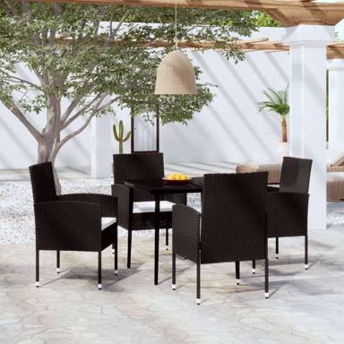 Vrtna garnitura, 5-dijelni set crni, dužina stola 80 cm, crna