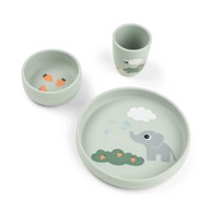 DONE BY DEER Silikonski set za jelo Stick&Stay Elphee, zelena