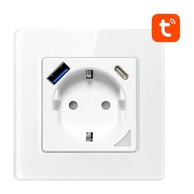 AVATTO Pametna zidna utičnica N-WOT10-USB-W, WiFi, Tuya, USB, USB-C, bijela