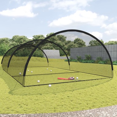 Mreža za bejzbolski kavez, 900 × 400 × 250 cm, poliester, crna