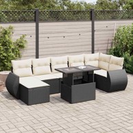 8-dijelni set vrtnih sofa od poliratana s jastucima crni
