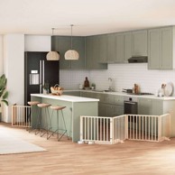 Vrata za pse s vratašcima 6 panela sklopiva 480 cm drvo topole 80 x 60 x 2 cm, prirodna