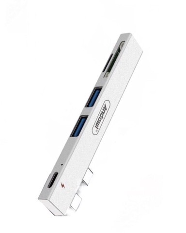 ANDOWL Konverter, USB-C na 2x USB 3.1, 2x SD i TF čitač kartica, za MacBook Pro i Air