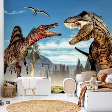 Tapeta Fighting Dinosaurs, 350x256 cm, premium