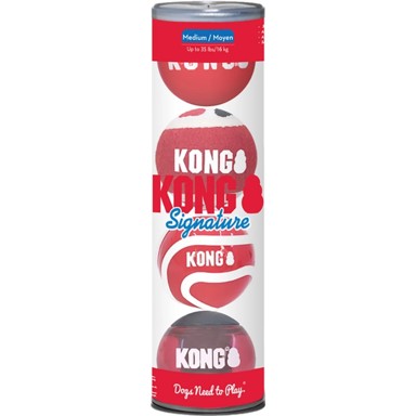KONG Igračka za pse Signature Balls, veličina M, 4 kom