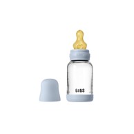 BIBS Set staklena bočica i sisač S, 120 ml, svijetloplava