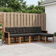 Set vanjskih sofa, 5-dijelni, s jastucima, prirodni i crni