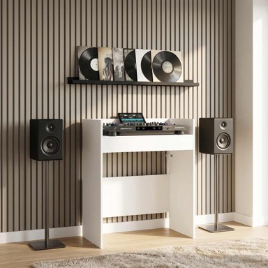 DJ stol 102 x 45 x 102 cm konstruirano drvo, bijeli