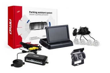 AMIO Parking senzori, 4 kom, srebrni, 22 mm, TFT02 4,3'' zaslon, buzzer, HD-501-IR kamera za rikverc