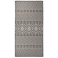 Vanjski tepih ravnog tkanja 100 x 200 cm crne pruge