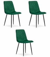 Set od 3 Turin stolca, baršunasti, tamnozeleni