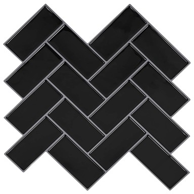 Pločica riblja kost, crna, 30 x 30 cm, poliuretan i PET, 10 kom