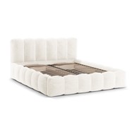 MICADONI Tapecirani bračni krevet s prostorom za pohranu s podnicom, Lupine 180x200 cm, krem