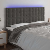 LED uzglavlje, 160 x 5 x 118/128 cm, baršunasto, tamno siva