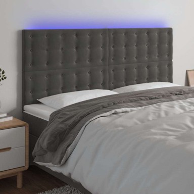 LED uzglavlje, 160 x 5 x 118/128 cm, baršunasto, tamno siva