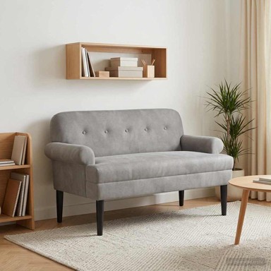 Ljubavni kauč s gumbima 120 x 66 x 78 cm, svijetlosivi, baršun
