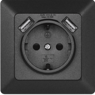 EMOS Utičnica s USB A6000.3 Schuko 2,1 A antracit