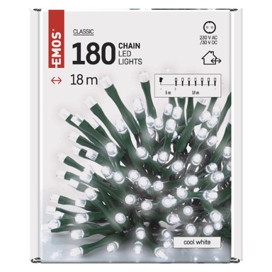 Božićne lampice, unutarnje i vanjske, 180 LED, 18 m