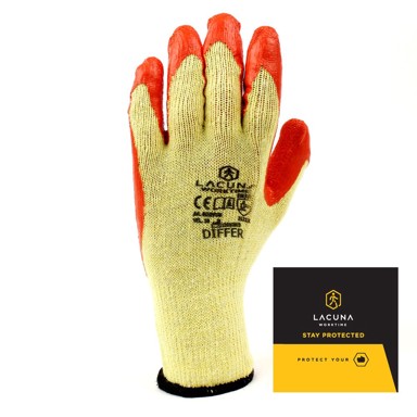 LACUNA Zaštitne rukavice DIFFER S LATEKS PREMAZOM NARANČASTA VEL. 10