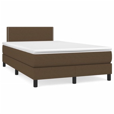 Krevet Box Spring s madracem, 120 x 190 cm, od tkanine, tamnosmeđi