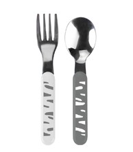 BABYONO Set žlica i vilica od čelika - Siva