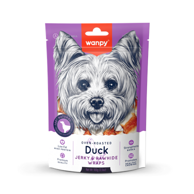 WANPY Poslastica za pse Dog Jerky & Rawhide Wraps pačetina 100g