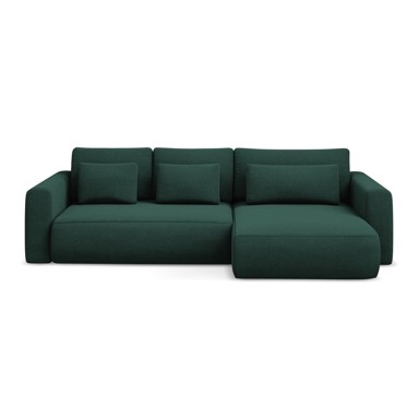 MAKAMII Zelena sklopiva/s prostorom za odlaganje kutna garnitura (s desnim kutom/s ležaljkom) Kapua, 278x149x82 cm