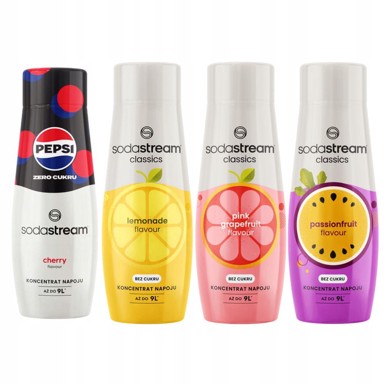 SODASTREAM set sirupa Pepsi Max Cherry, limunada Zero, grejp i marakuja, 4 kom.