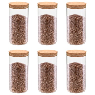 Staklenke za pohranu s plutenim poklopcima, 6 kom, 1400 ml