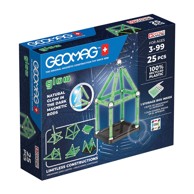 GEOMAG STEM set Glow Recycled 25 kom, magnetski blokovi, model GEO-328, reciklirana plastika, glow-in-the-dark, dob 3+