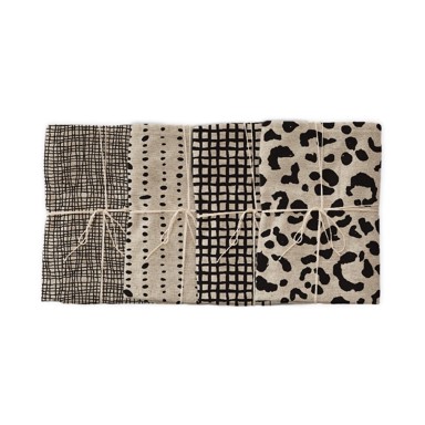 REALLY NICE THINGS Set od 4 platnene salvete s lanom Leopard, 43 x 43 cm