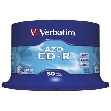 VERBATIM CD-R medij 43343, AZO Crystal, 52×, 700 MB, spindle, 50 kom