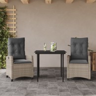 3-dijelni vrtni blagovaonski set, poli-ratan, svijetlosivi